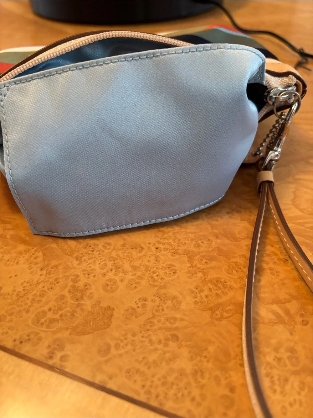 EUC Coach Legacy Satin Striped Legacy Wristlet